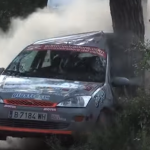 La Ford Focus contre l'arbre au moment du choc