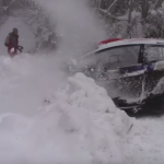 La Ford Fiesta WRC planté dans un mur de neige