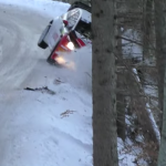 La Ford Fiesta WRC lors de son contact avec l'arbre