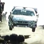 Une Lancia 037 les 4 roues en l'air