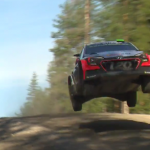 Une Hyundai I20 WRC en l'air