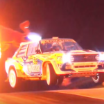 Une Fiat Abarth 131 en plein saut